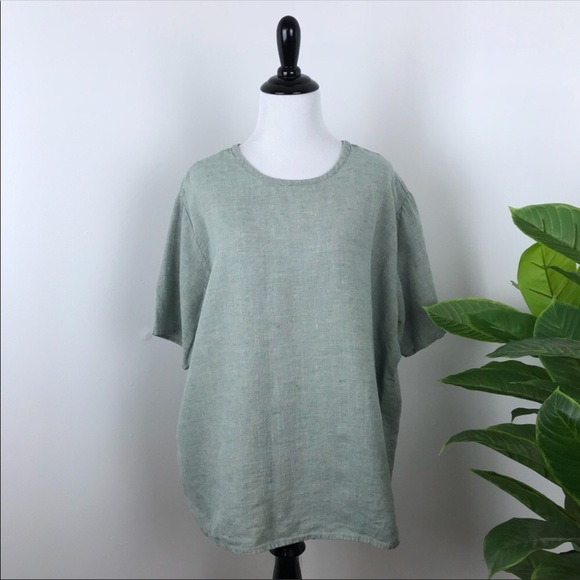 Flax green linen blouse - Picture 3 of 5